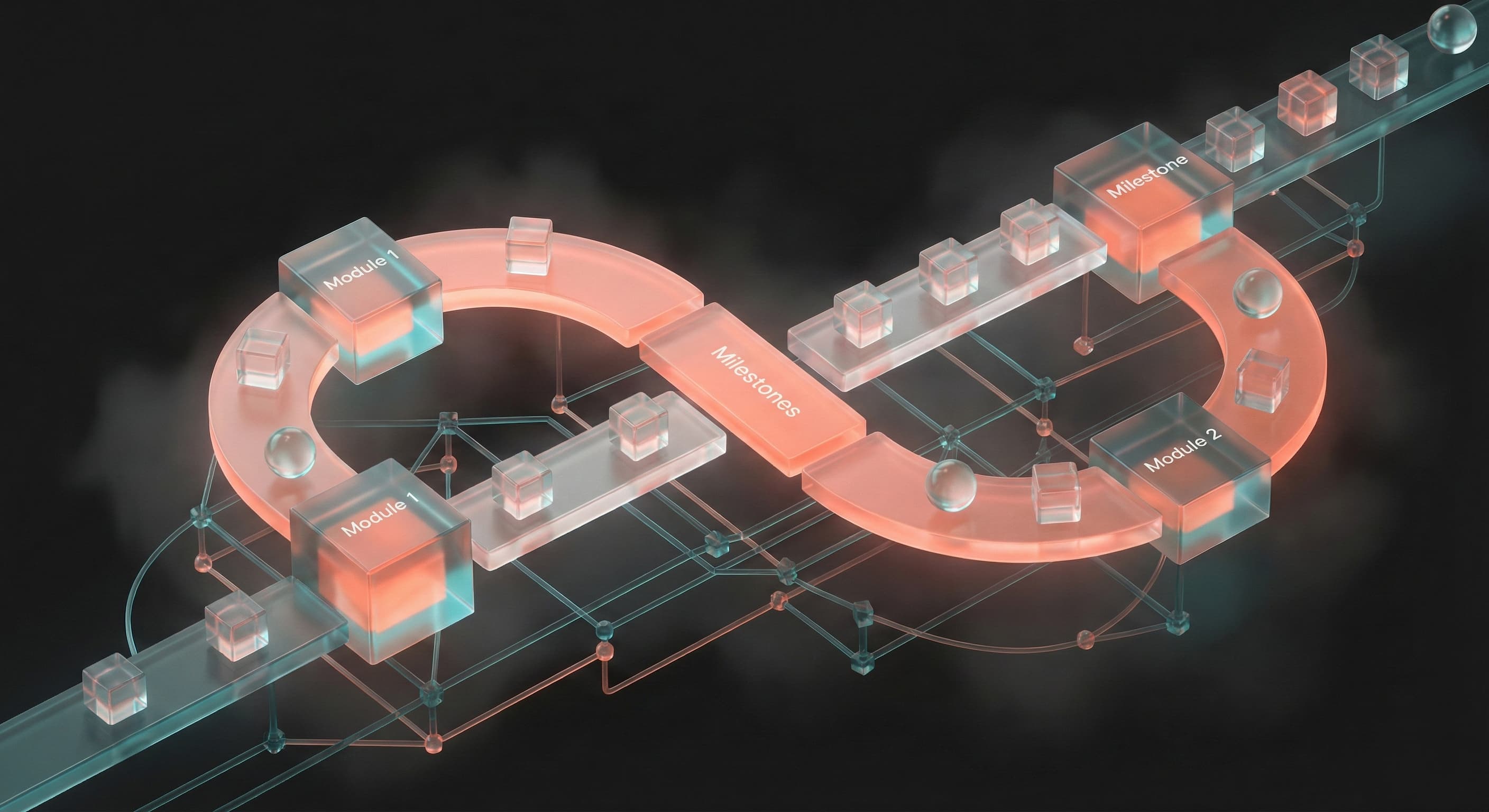 A structured digital roadmap showing modules, milestones, and daily learning tasks.